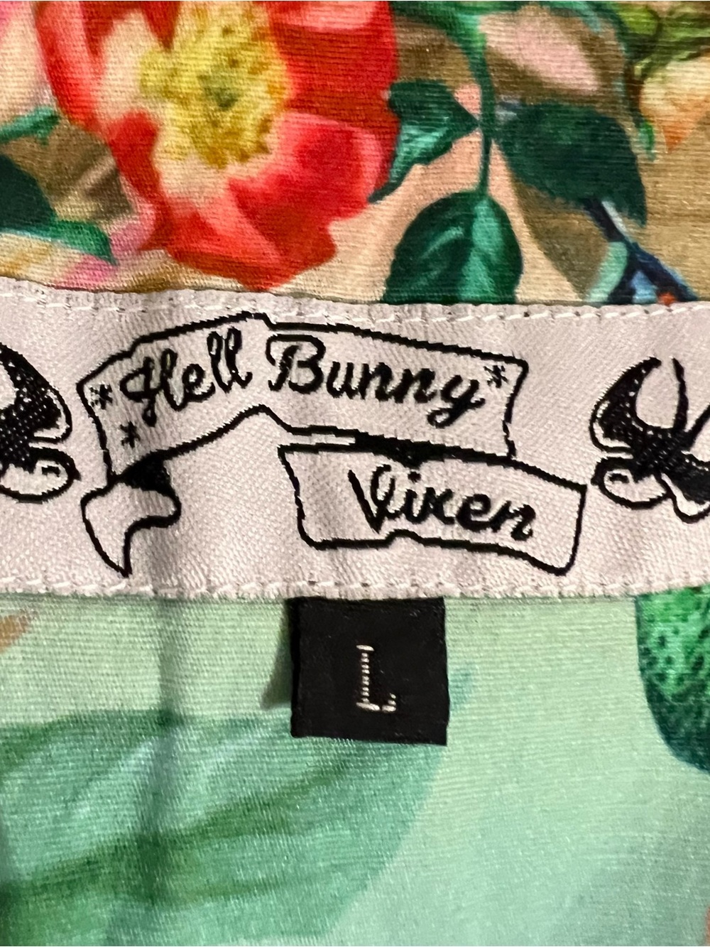 Hell Bunny Vixen Peacock Pastel Swing Dress Pin up Poster Girl Off-Shoulder - Picture 9 of 14
